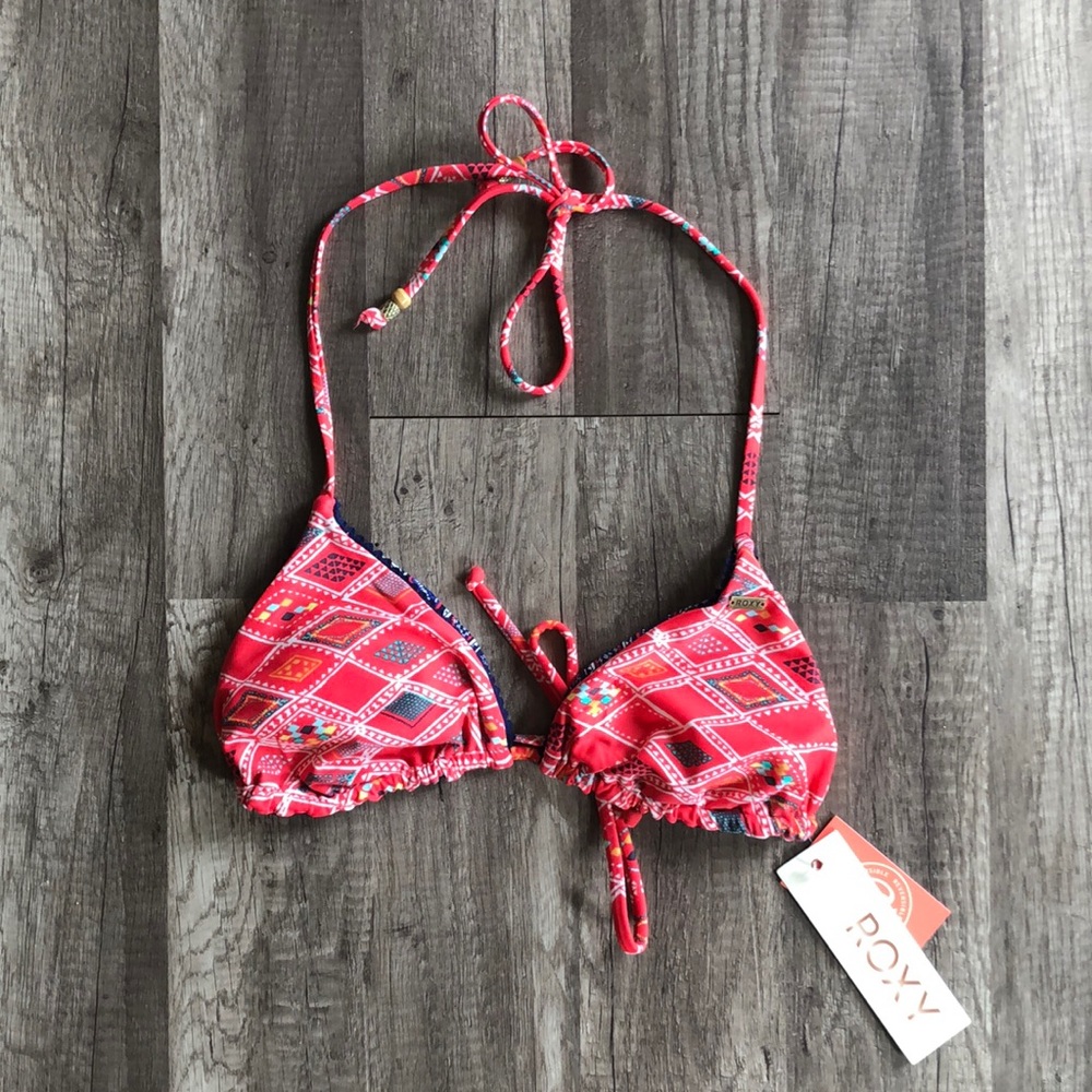 Roxy Kilim Reversible Tiki Tri Bikini Top New Large